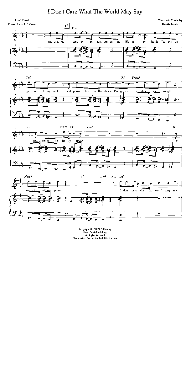 I Don't Care What The World May Say Lead & Piano (Heath Jarvis)
