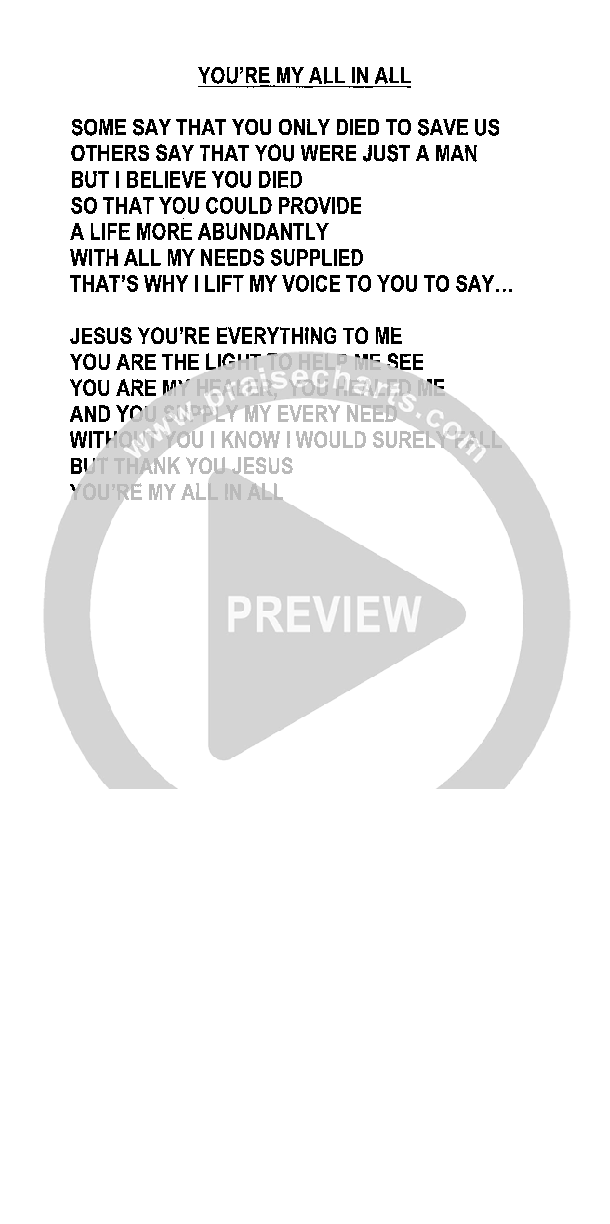 You're My All In All Chords & Lyrics (Heath Jarvis)