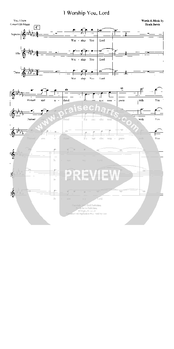 I Worship You Lord Lead Sheet (SAT) (Heath Jarvis)