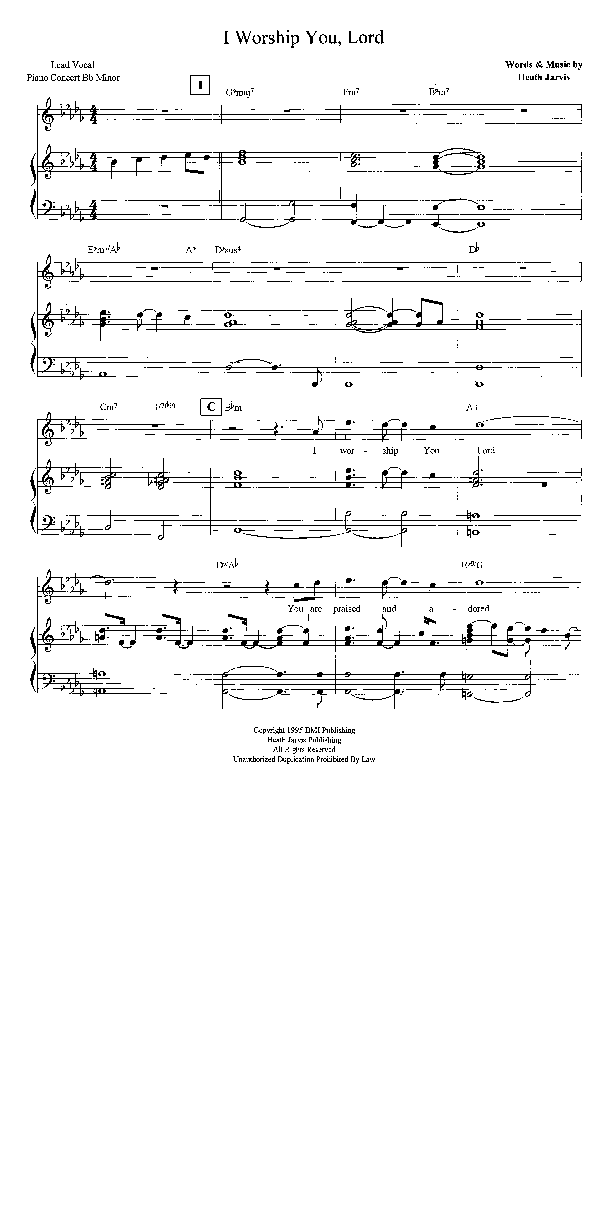 I Worship You Lord Lead & Piano (Heath Jarvis)