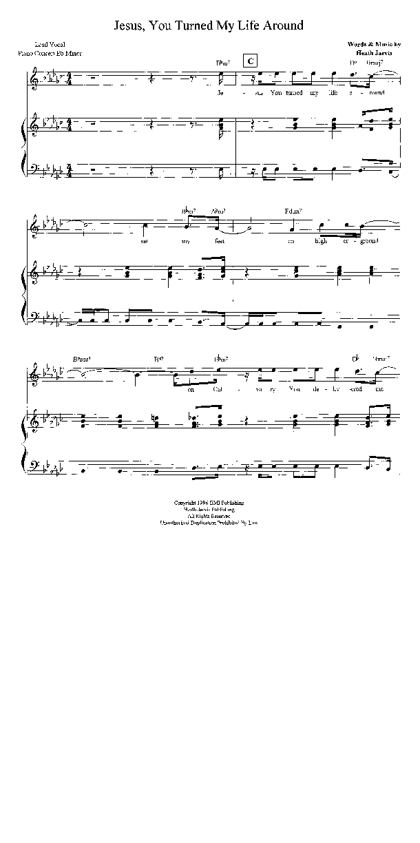 Jesus You Turned My Life Around Lead & Piano (Heath Jarvis)