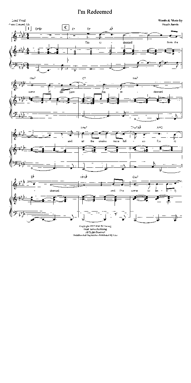 I'm Redeemed Lead Sheet (Heath Jarvis)
