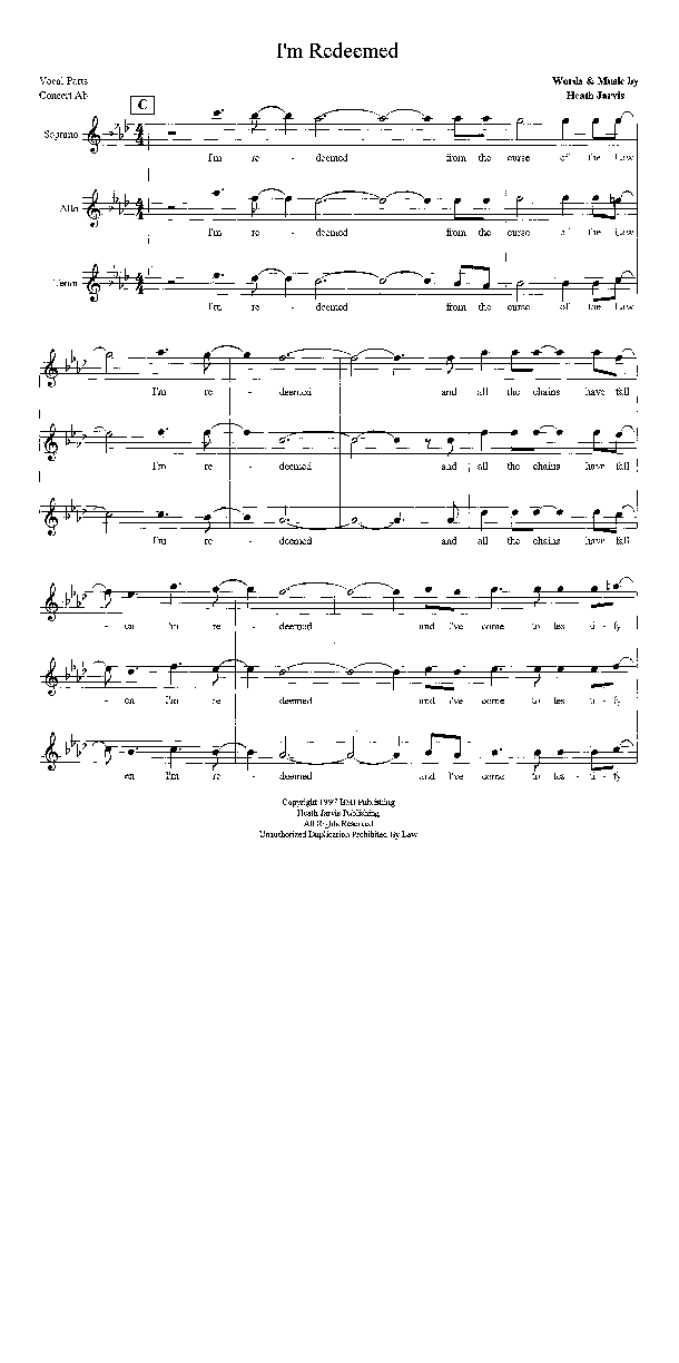 I'm Redeemed Lead & Piano (Heath Jarvis)