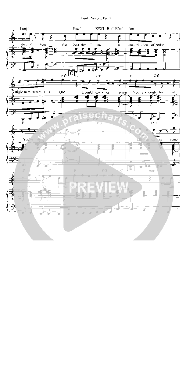 I Could Never Praise You Enough Lead & Piano (Heath Jarvis)