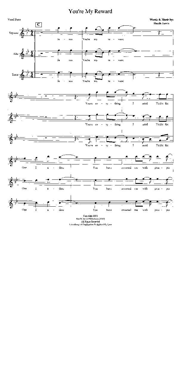 You're My Reward Lead Sheet (SAT) (Heath Jarvis)