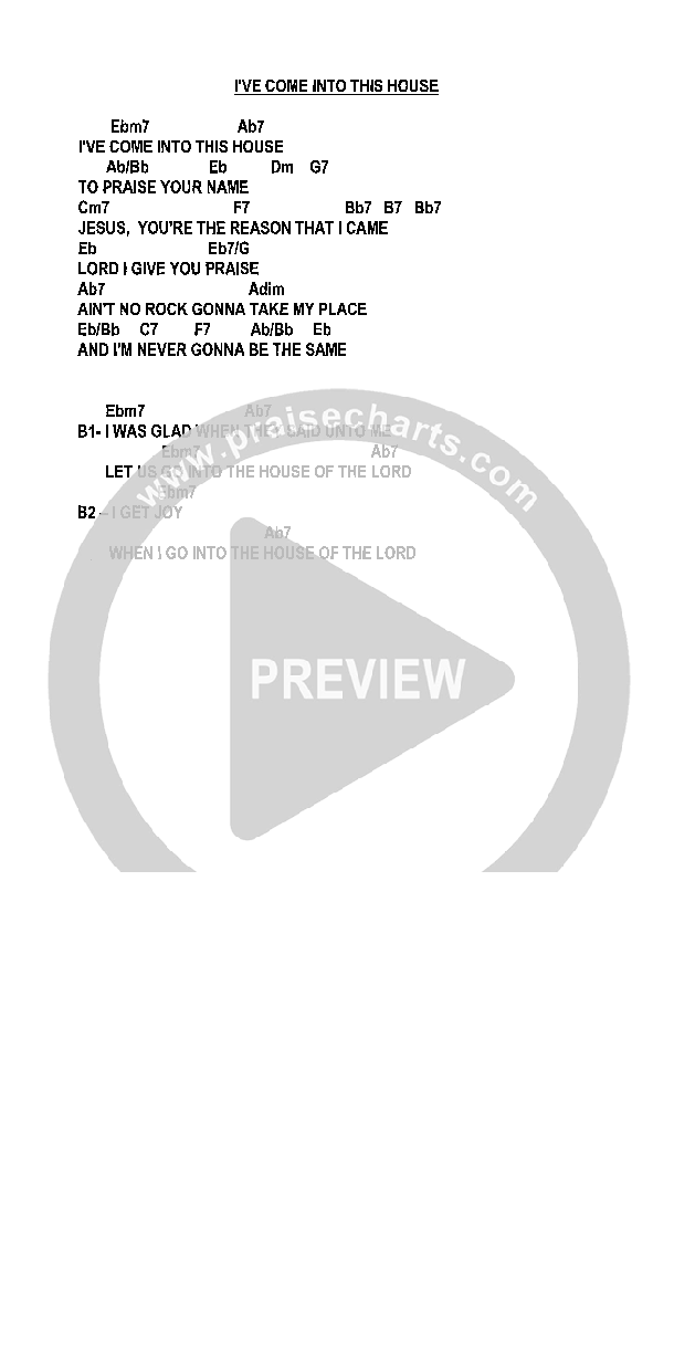 I've Come Into This House Chords & Lyrics (Heath Jarvis)