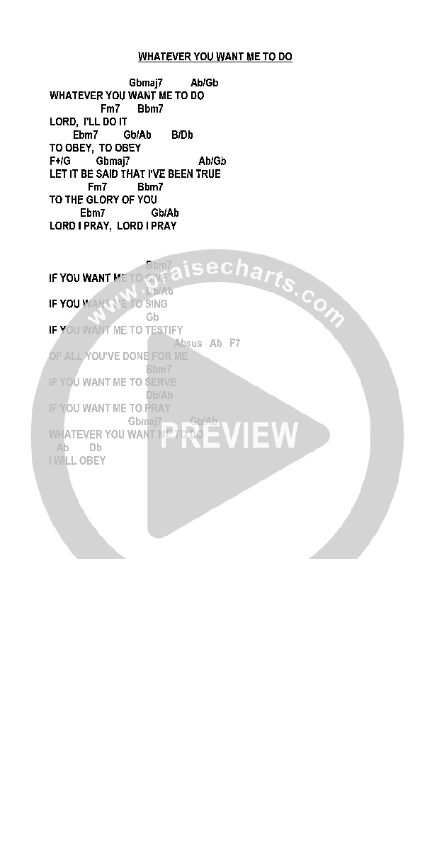 Whatever You Want Me To Do Chords & Lyrics (Heath Jarvis)