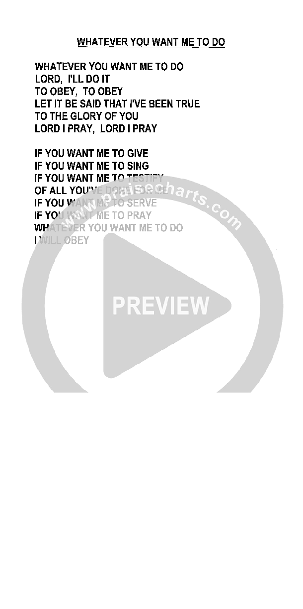 Whatever You Want Me To Do Chords & Lyrics (Heath Jarvis)