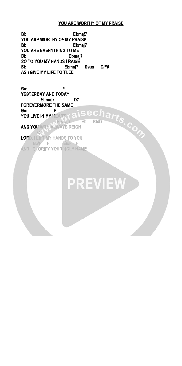 You Are Worthy Of My Praise Chords & Lyrics (Heath Jarvis)