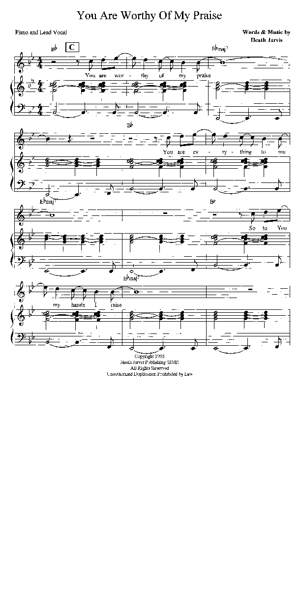 You Are Worthy Of My Praise Lead & Piano (Heath Jarvis)