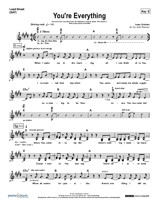 You're Everything Lead Sheet (Equippers Church)