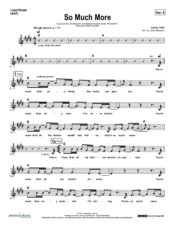 So Much More Lead Sheet (Equippers Church)