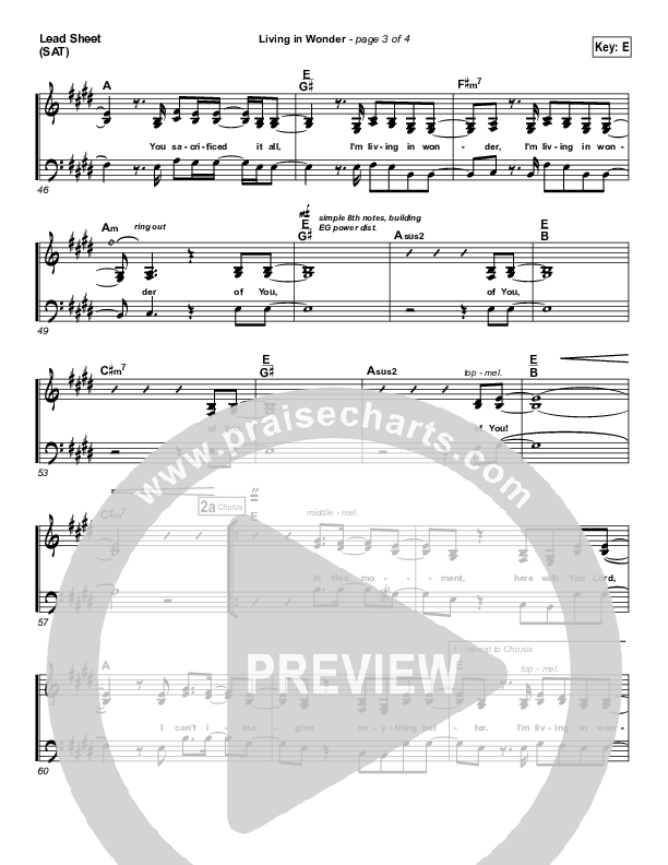 Living In Wonder Lead Sheet (Equippers Church)