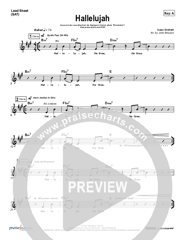 Hallelujah Lead Sheet (Equippers Church)