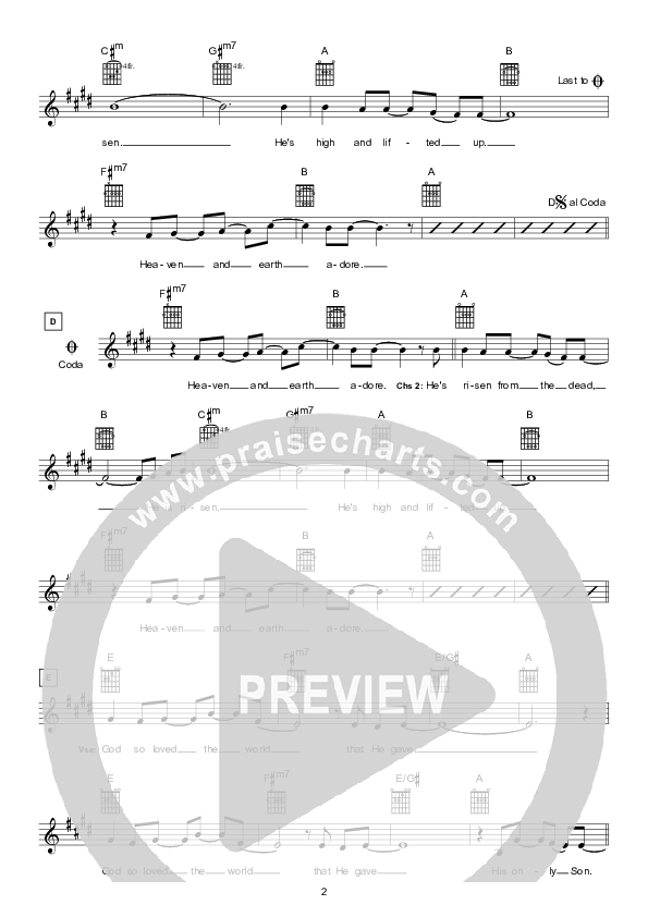 God So Loved Lead Sheet (Hillsong Kids)