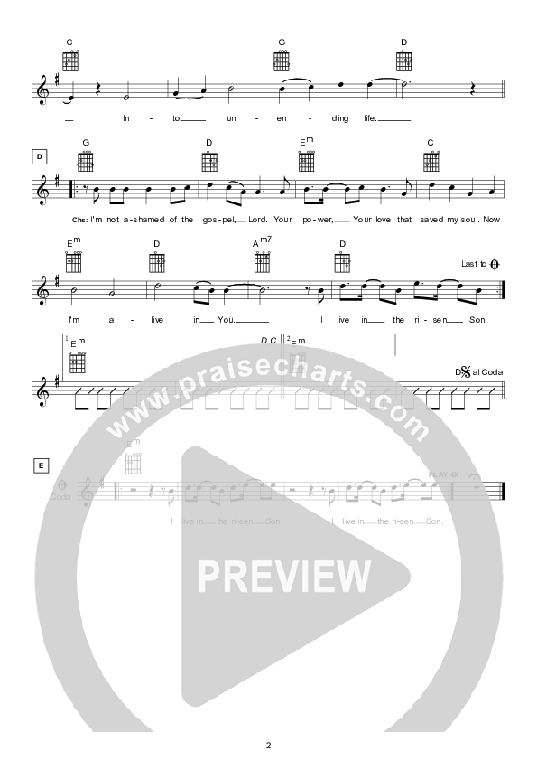 I'm Not Ashamed Lead Sheet (Hillsong Kids)