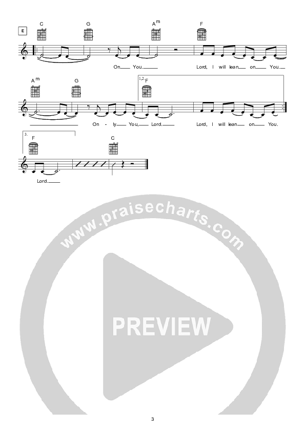 Lean On You Lead Sheet (Hillsong Kids)