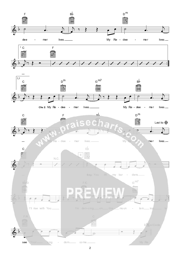 My Redeemer Lives Lead Sheet (Hillsong Kids)