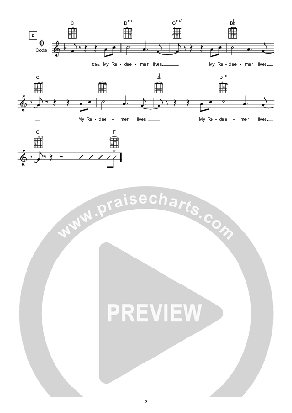 My Redeemer Lives Lead Sheet (Hillsong Kids)