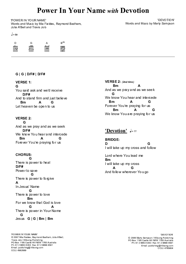 POWER OF YOUR LOVE HILLSONG Easy Chords and Lyrics