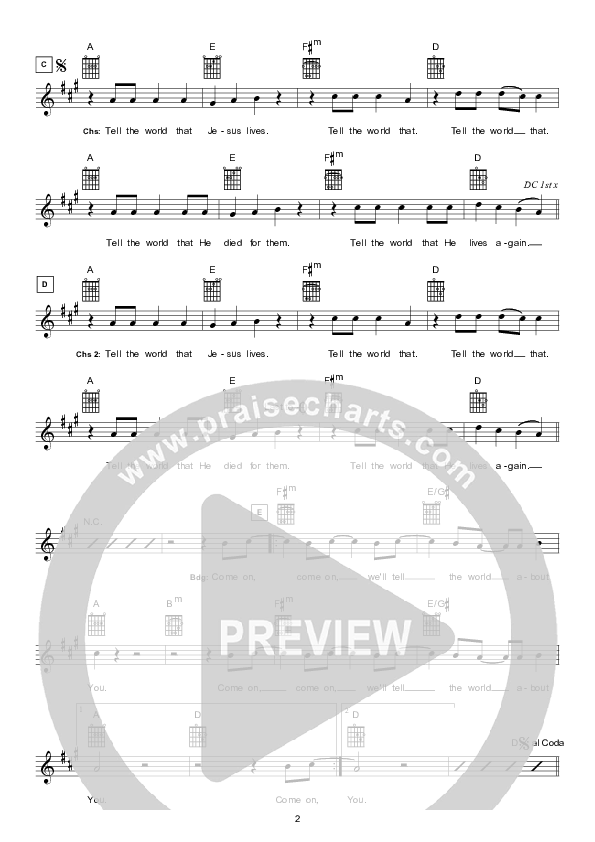 Tell The World Lead Sheet (Hillsong Kids)