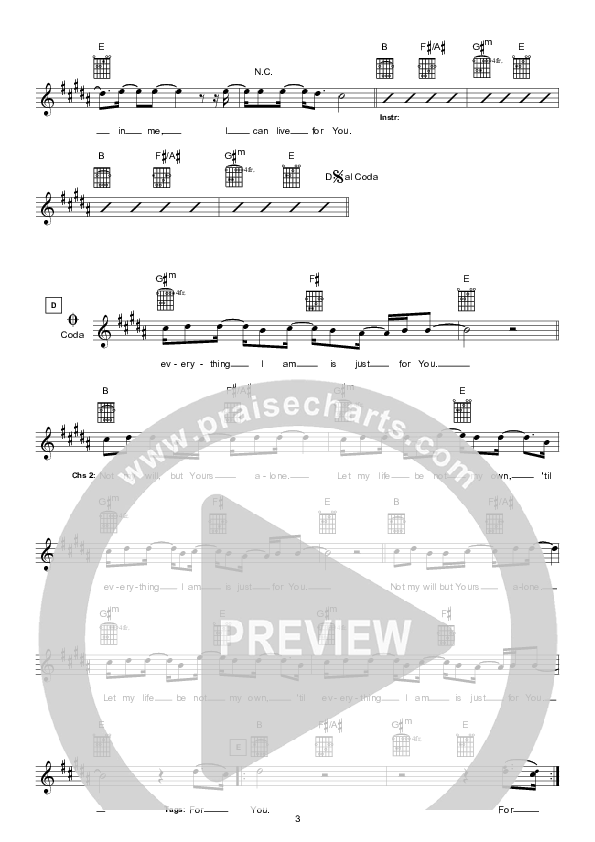Yours Alone Lead Sheet (Hillsong Kids)