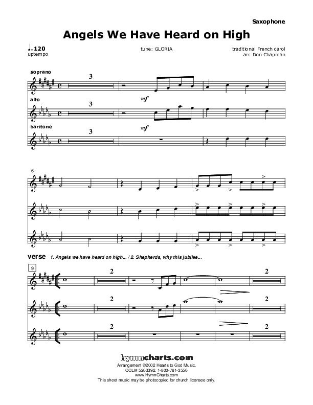 Angels We Have Heard On High Saxophone (Don Chapman)