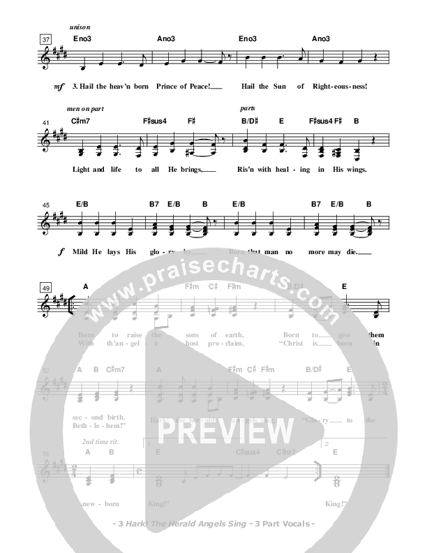 Hark The Herald Angels Sing Lead Sheet (SAT) (Don Chapman)