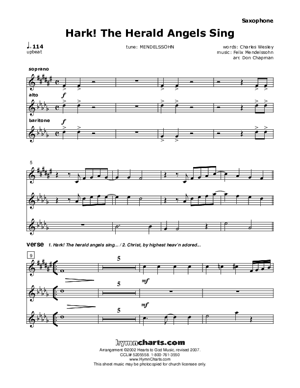 Hark The Herald Angels Sing Saxophone (Don Chapman)