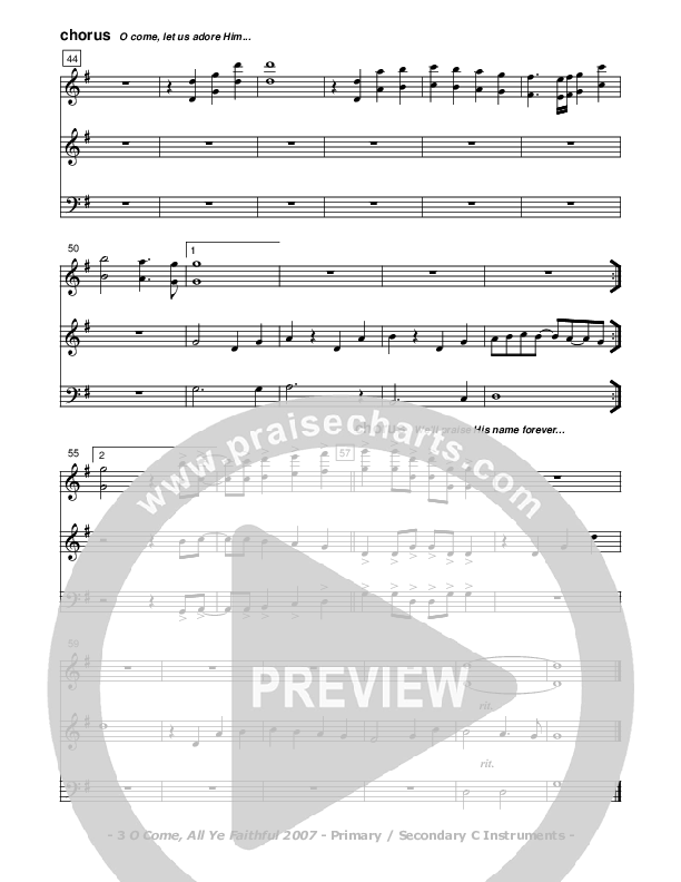 O Come All Ye Faithful C Instruments (Don Chapman)