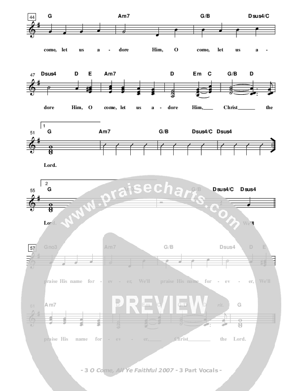 O Come All Ye Faithful Lead Sheet (SAT) (Don Chapman)