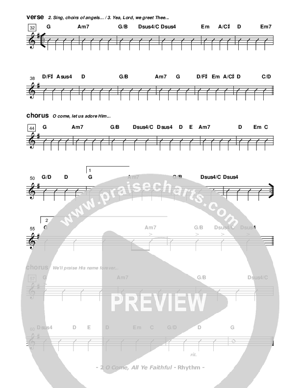 O Come All Ye Faithful Rhythm Chart (Don Chapman)