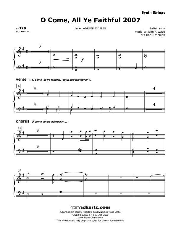 O Come All Ye Faithful Synth Strings (Don Chapman)