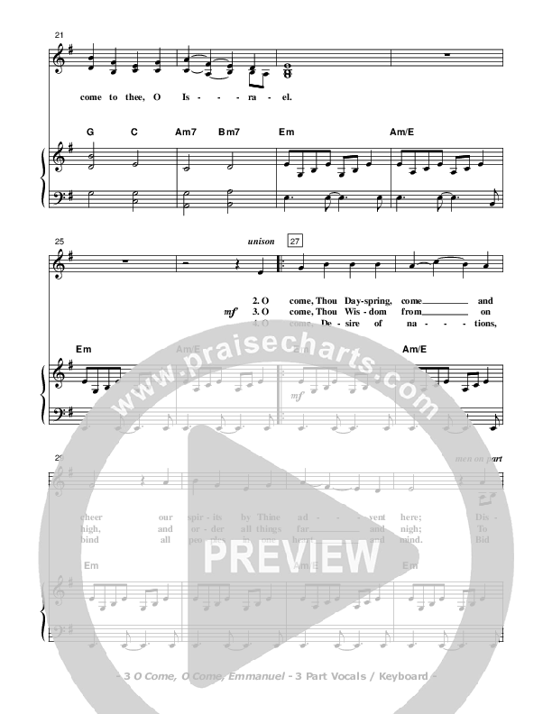 O Come O Come Emmanuel Piano/Vocal (SAT) (Don Chapman)