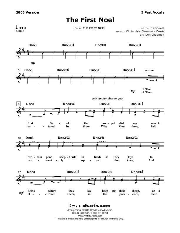 The First Noel Lead Sheet (SAT) (Don Chapman)