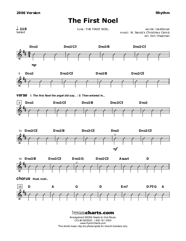 The First Noel Rhythm Chart (Don Chapman)