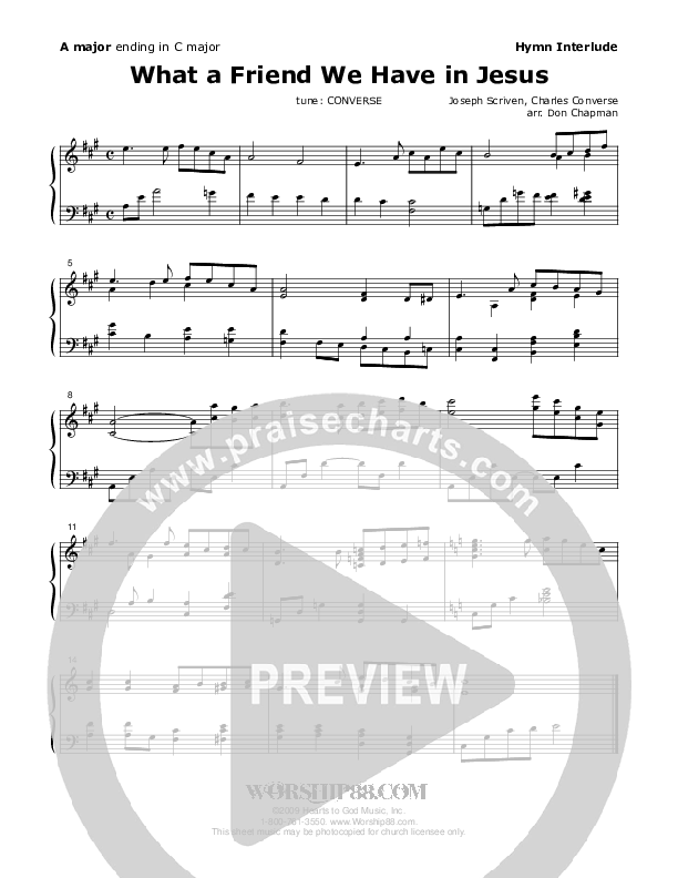 What A Friend We Have In Jesus Piano Solo (Don Chapman)