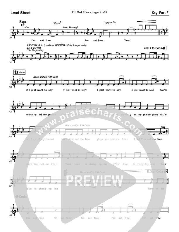 I'm Set Free Lead Sheet (Rick Muchow)