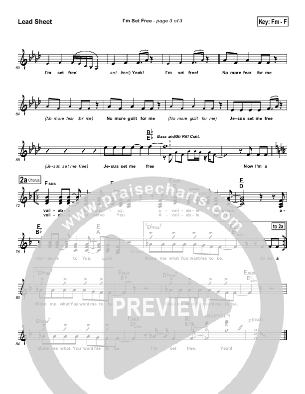 I'm Set Free Lead Sheet (Rick Muchow)