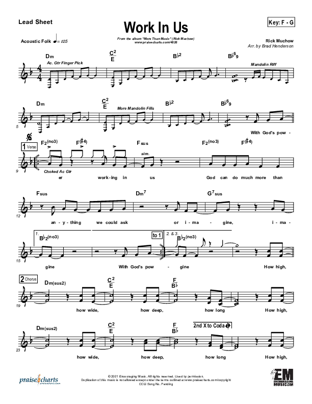 Work In Us Lead Sheet (Rick Muchow)