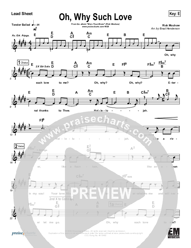 Oh Why Such Love Lead Sheet (Rick Muchow)