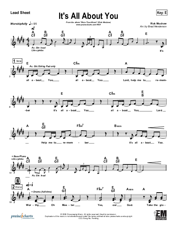 It's All About You Lead Sheet (Rick Muchow)