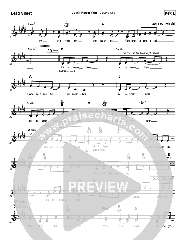 It's All About You Lead Sheet (Rick Muchow)