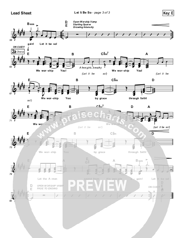 Let It Be So Lead Sheet (Rick Muchow)