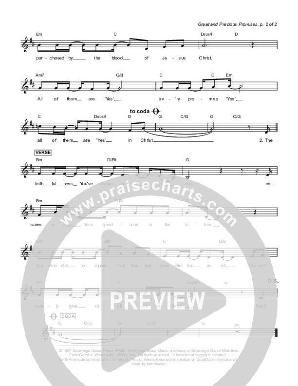 Great And Precious Promises Lead Sheet (Sovereign Grace)