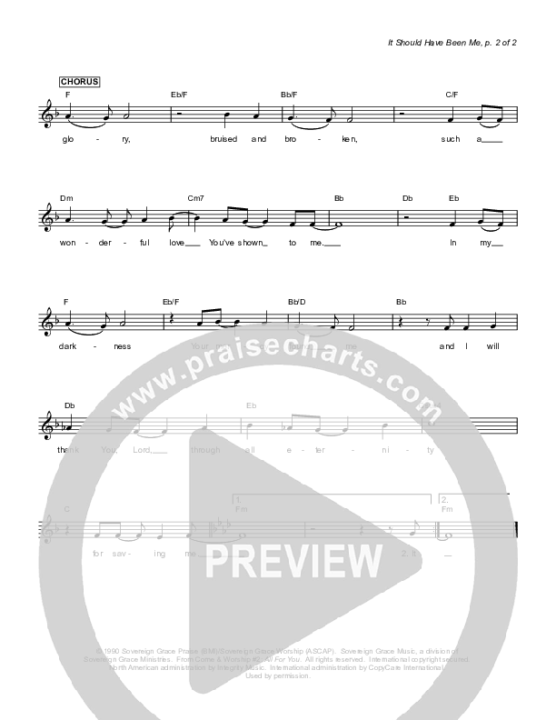 It Should Have Been Me Lead Sheet (Sovereign Grace)