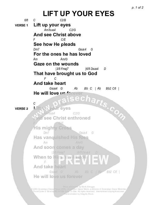 Lift Up Your Eyes Chords & Lyrics (Sovereign Grace)