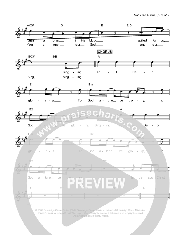 Soli Deo Gloria Lead Sheet (Sovereign Grace)