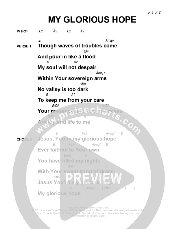 My Glorious Hope Chords & Lyrics (Sovereign Grace)