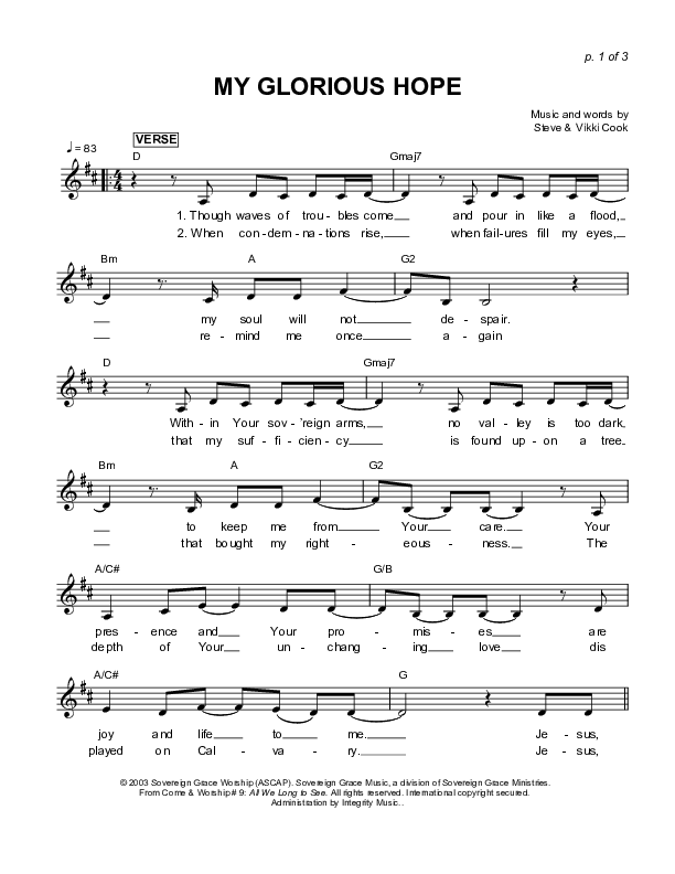 My Glorious Hope Lead Sheet (Sovereign Grace)